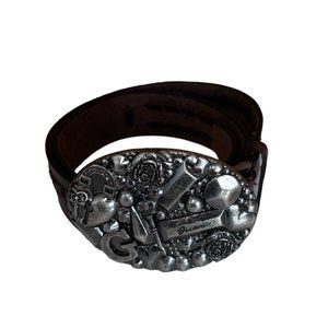 Guess Belt Buckle 100% LEATHER  BELT - Silver-Tone  MEN / WOMEN